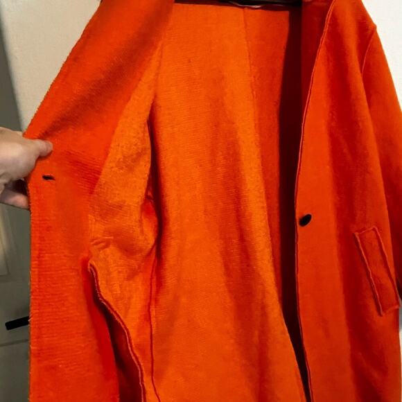 Zara Wool Blend Cocoon Coat Orange Small - Picture 10 of 11